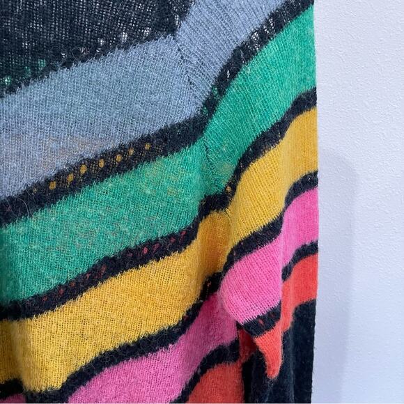 Wildfox Mirage Black Rainbow Striped Alpaca Wool Oversized Pullover Sweater - S - Picture 5 of 12